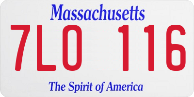 MA license plate 7LO116