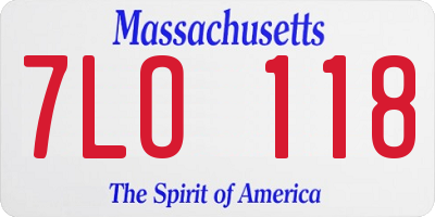 MA license plate 7LO118