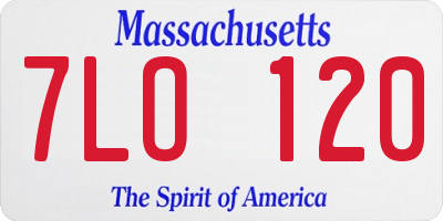 MA license plate 7LO120