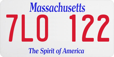 MA license plate 7LO122