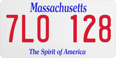 MA license plate 7LO128