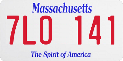 MA license plate 7LO141