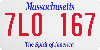 MA license plate 7LO167