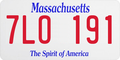 MA license plate 7LO191