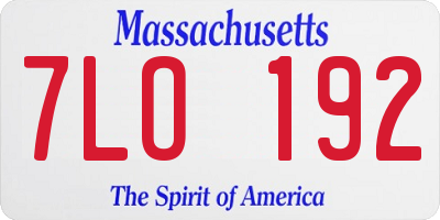 MA license plate 7LO192