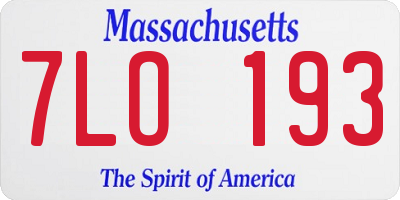 MA license plate 7LO193