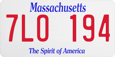 MA license plate 7LO194