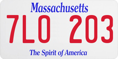 MA license plate 7LO203