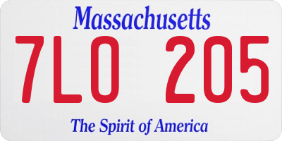 MA license plate 7LO205