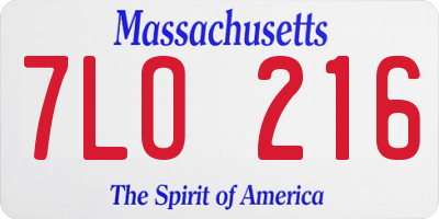MA license plate 7LO216