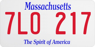 MA license plate 7LO217