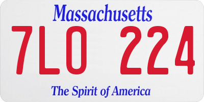 MA license plate 7LO224
