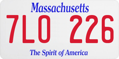 MA license plate 7LO226