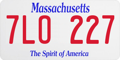 MA license plate 7LO227