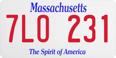 MA license plate 7LO231