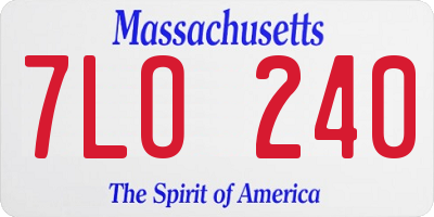 MA license plate 7LO240