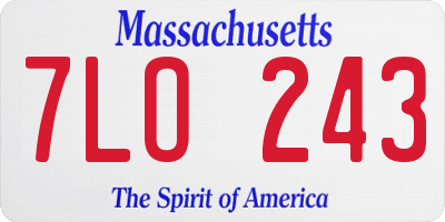 MA license plate 7LO243