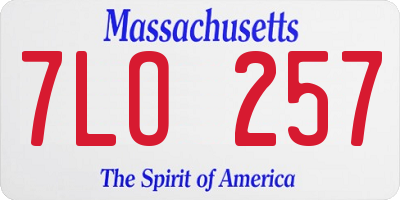 MA license plate 7LO257