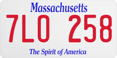 MA license plate 7LO258