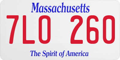 MA license plate 7LO260