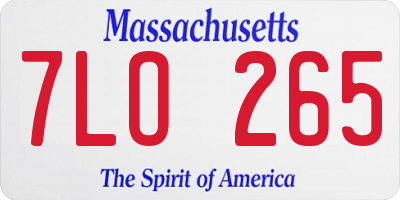 MA license plate 7LO265