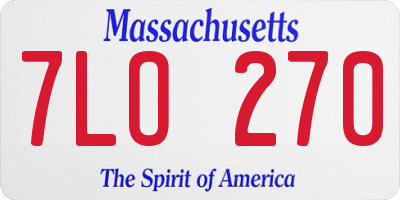 MA license plate 7LO270