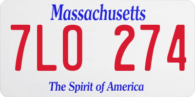 MA license plate 7LO274
