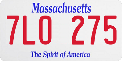 MA license plate 7LO275
