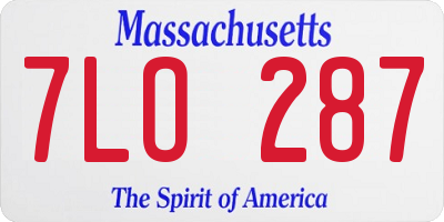 MA license plate 7LO287