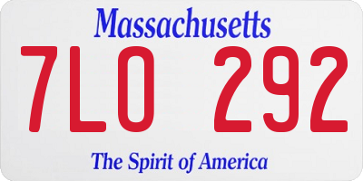 MA license plate 7LO292