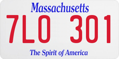 MA license plate 7LO301