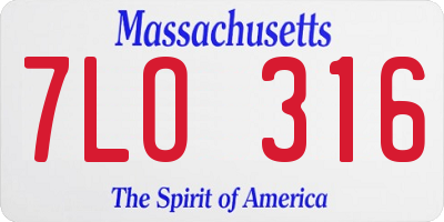 MA license plate 7LO316