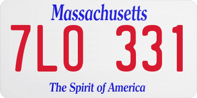 MA license plate 7LO331