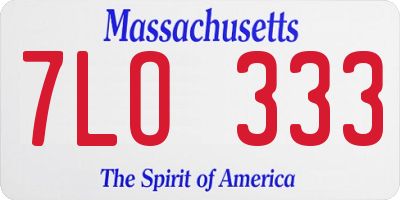MA license plate 7LO333