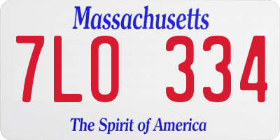 MA license plate 7LO334