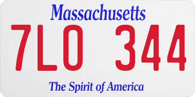 MA license plate 7LO344