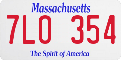 MA license plate 7LO354