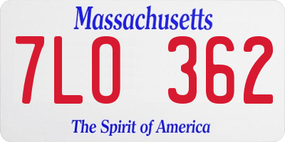 MA license plate 7LO362