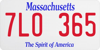 MA license plate 7LO365