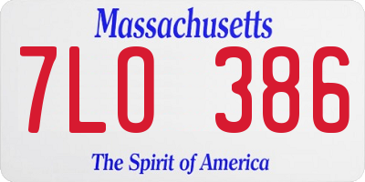 MA license plate 7LO386