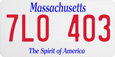 MA license plate 7LO403