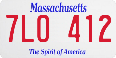 MA license plate 7LO412