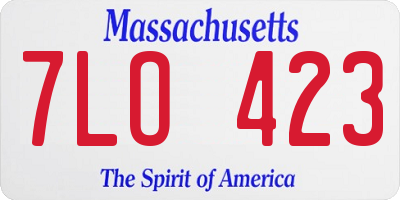 MA license plate 7LO423