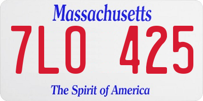 MA license plate 7LO425