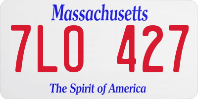 MA license plate 7LO427