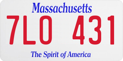 MA license plate 7LO431