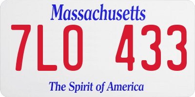 MA license plate 7LO433