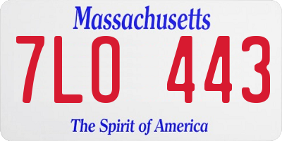 MA license plate 7LO443