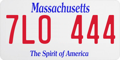 MA license plate 7LO444