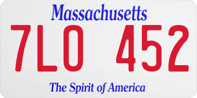MA license plate 7LO452